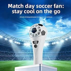 Håndholdt fodboldventilator, bærbar miniventilator med 199 vindhastigheder LED digitalt display, USB genopladelig personlig fodboldfan til kampdag, udendørsspo