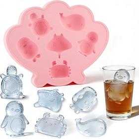 Silicone Ice Cube Trays, Sea Shell Ice Molds for Cocktails, Ice Cube Mold with Cute Marine Life Shapes, 6 Cavities Chocolate Mold, Easy to Release for Freezer