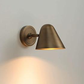 Vintage enkelt lampeskærm drejelig messing væglampe i messing i mid-century-stil til stue, 1 lys gu10 110-240v
