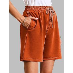 Dame Bermuda shorts Aktiv Ferie Afslappet Korte Medium Talje Sort Grøn Chokolade Sommer Forår Efterår