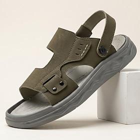 Men's Olive Slingback Sandals Open-Toe Casual Summer Shoes Adjustable Comfort Outdoor Footwear for Beach Vacation, Travel, Resort Wear and Everyday Warm Weathe