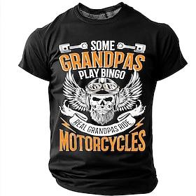 Nogle bedstefædre spiller bingo, rigtige bedstefædre kører motorcykler, herre biker-kranie, vingehjelm, beskyttelsesbriller, stempler, hardcore grafisk t-shirt
