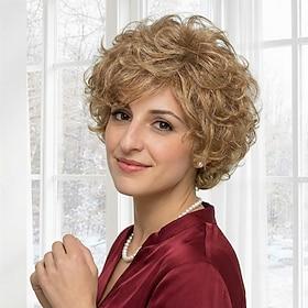 Chic Curly Bob Synthetic Wig for Women - Light Brown with Natural Curls, Voluminous and Fluffy Style