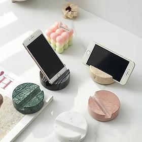 2-pak marmor telefonstativ til skrivebord, rund mobiltelefonholder i natursten, minimalistisk dekorativ smartphone-holder til kontorindretning, kompatibel med