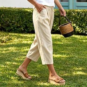 Women's Capri Pants Trousers Summer Pants Beach Pants Vacation Fashion Casual Daily Calf-Length Mid Waist Solid Color Plain Drawstring Pocket Elastic Waistband