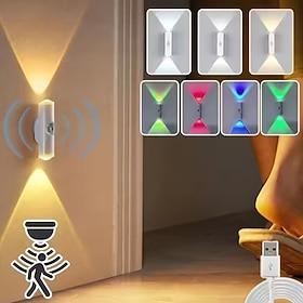 Smart Induction RGB Night Light, Adjustable 3 Color Modes, USB-C Rechargeable Magnetic Mount LED Lamp, Gradient Ambient Light for Bedroom, Stairs, Steps  Holid