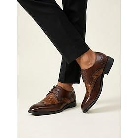 herresko i brunt imiteret læder til brudekjoler, klassiske snøresko til formelle lejligheder