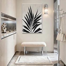 håndmalet sort palmemaleri tropisk plante palmeblade kunst stor sort-hvid palme vægkunst palmeblade maleri vægdekoration palme plakat
