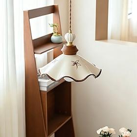 Ceramic Chandelier Modern White Retro Glazed Pleated Ceramic Ceiling Light Fixture Kitchen Island, Japanese Style Dining Room Pendant Light Adjustable Cord Han