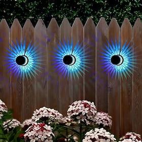 2/4 PCS Solar Ironwork Projection Wall Lamp Outdoor Garden Lamp Holiday Villa Garden Fence Gate Porch Step Lawn Landscape Decoration