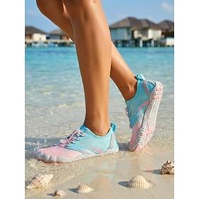 damer pink blå barfodsvandsko, hurtigttørrende, skridsikre akvamarinstrømper, let åndbart fodtøj til strand, svømning, snorkling, dykning, surfing vandreture