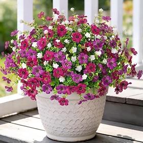 24 bundter kunstige blomster til udendørs forårsdekoration, falske blomstermarguerit med realistiske eukalyptusblade, kunstige planter til grønne områder buksb