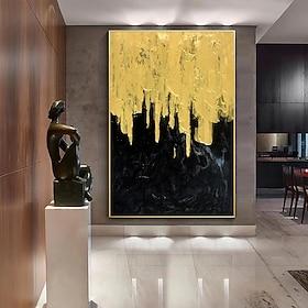 Mintura Handmade Simple Abstract Gold Oil Paintings On Canvas Wall Art Decoration Modern Pictures For Home Decor Rolled Frameless Unstretched Painting
