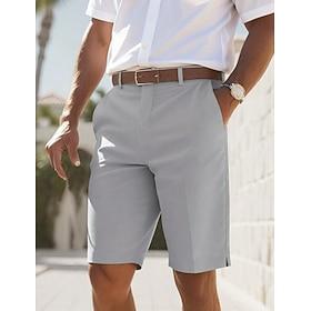 Men's Shorts Dress Shorts Business Casual Shorts Golf Shorts Pocket Plain Comfort Breathable Knee Length Casual Outdoor Business Fashion Streetwear Black Navy