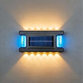 2 stk. solcelledrevet LED-væglampe udendørs vandtæt gårdhave vægvaskelampe til villa, balkon, have og udendørs hegn solcelledrevet omgivende væglampe til lands