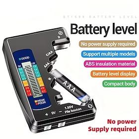 Universal Battery Tester, Battery Checker for AA AAA C D 9V 1.55V Button Cells, No Power Supply Required, Battery Level Detector with Color Display, Compact To