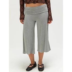Women's Capri Pants Cozy Leggings Vacation Basic Calf-Length High Waist Comfort High Elasticity Daily Black Grey Summer Spring Loose Fit
