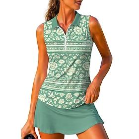 Women's Geometric Paisley Floral Tops Sport Shirt Golf Polo Shirt Tennis Shirt Sleeveless Zipper Floral UPF50 UV Resistant High Elasticity Moisture Wicking Bre