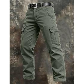 Men's Cargo Pants Trousers Work Pants Buttons Multi Pocket Plain Wearable Full Length Daily Outdoor Camping Hiking Vacation Fashion Black Army Green Inelastic