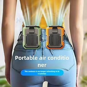 Portable Waist Fan, Clip on Belt Fan for Men Women, Personal Wearable Shirt Fan, USB Rechargeable Hands-Free Mini Fan for Outdoor Work, Construction, Camping,
