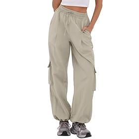 Women's Cargo Pants Trousers Casual Pants Active Vacation Fashion Full Length Mid Waist Solid Color Plain Drawstring Pocket Elastic Waistband Comfort Quick Dry
