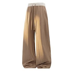 Men's Trousers Casual Pants Baggy Pants Jacquard Drawstring Pocket Plain Comfort Soft Casual Daily Outdoor Vacation Fashion Black Purple Inelastic