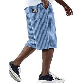 Men's Shorts Casual Shorts Corduroy Shorts Pocket Elastic Waist Simple Plain Comfort Breathable Knee Length Casual Outdoor Vacation Vacation Fashion Black Whit