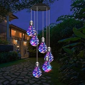 Colorful Solar Wind Chimes for Outside, Birthday Gardening Gifts for Women Mom, Hanging Solar Lights WindChimes Outdoors for Garden Housewarming Balcony Bedroo