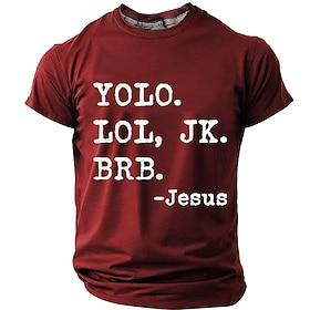 Herre Yolo Lol JK BRB Jesus Sjov Humoristisk Sarkastisk Kristen Religiøs Tro T-shirt Grafisk Rund Hals Normal Pasform Afslappet Daglig Gave Designertøj S M L X