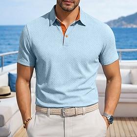 Herre Med Tekstur Vaffelstrikket poloshirt Afslappet Forretning Klassisk Kortærmet Mode Moderne Helfarve Med Tekstur Hurtigtørrende Knapper Sommer Forår Regulæ
