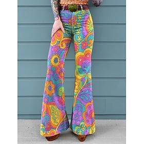 Dame Shorts i bomuldshør Ferie Årgang kystnære bedstemor-stil Fuld længde Medium Talje Blomstret Grafisk Trykt mønster Komfort Mikroelastisk Daglig Gade Lilla