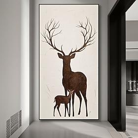Large Handmade Abstract Deer Oil Painting on Canvas Original Hand painted Stag Canvas Wall Art Modern Animal Painting for Living Room Home Decor