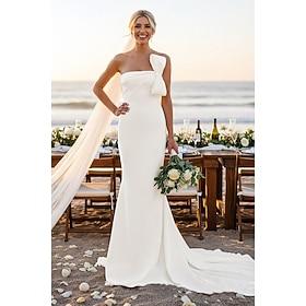 Wedding Dresses Mermaid Trumpet Strapless Sleeveless Court Train Satin Bridal Gowns With Bow(s)