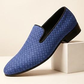 Herre blå vævede slip-on loafers lette komfortsko bløde smarte casual sko til hverdag, fester, banketter og raffineret aftenstil