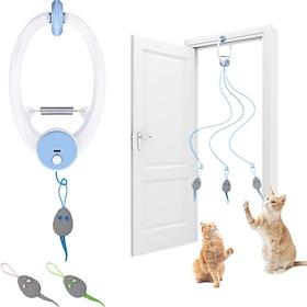 Cat Toy Interactive for Indoor Cats, Smart USB Rechargeable Door Hanging Automatic Retractable Kitten Toys, Teaser Electronic Self Play Feather Cat String Toys