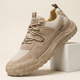 herre beige udendørs sneakers snørebånd lette åndbare komfortsko polstrede afslappet sportsfodtøj til rejser, udendørs fritid, daglig brug og weekendaktivitete