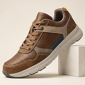 Men's Brown Casual Sneakers Lace-Up Lightweight Comfort Walking Shoes Soft Smart Casual Footwear for Daily Wear, Travel, Commuting and Weekend Outings