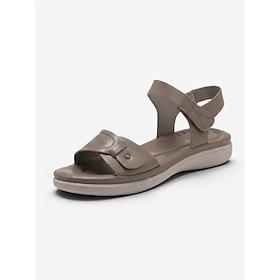 Women's Taupe Comfort Sandals with Arch Support - Lightweight All-Day Comfort Magic Tape Flat Sandals with Non-Slip Sole for Walking, Travel Casual Wear