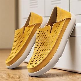 Men's Vintage Casual Daily Outdoor PU Leather Comfortable Breathable Slip-on Beige / White Black Yellow Summer Spring