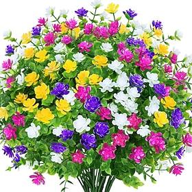 8 Bundles Outdoor Artificial Fake Flowers UV Resistant No Fade Boxwood Faux Plastic Shrubs Plants for Garden Patio Porch Window Box Home Wedding Farmhouse Hang