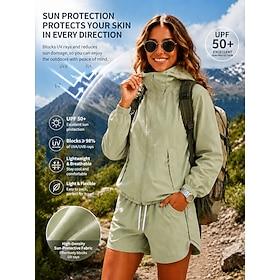 Dame Casual jakke Solbeskyttelse Hurtigtørrende Patchwork Lomme Afslappet udendørs Kort Høj krave Regulær Langærmet Overtøj Lysegrøn Beige Sommer