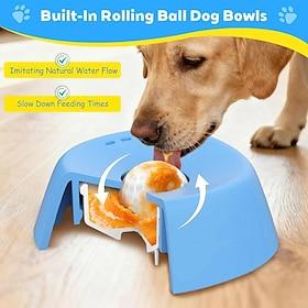 Dog Lick Bowl,Slow Feeder Dog Bowls,Dog Liquid Lick Bowl, Slow Feeder Lick Treater for Dogs, Anti-Slip Entertained Ball-in Bone Broth Dog Licking Bowls, Anxiet