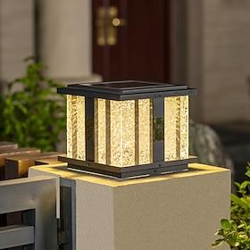 Solar Post Lights Outdoor, Aluminum Column Light, IP65 Waterproof Black Finish Pillar Lamp with Dusk to Dawn LED Outside Post Cap Lamp for Garden, Backyard, Co