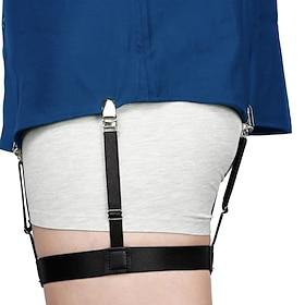 Mens Shirt Stays Upgrade Adjustable Elastic Garter Military Shirts Holder with Non-slip Locking Clamps, Anti-Wrinkle Non-Slip Shirt Clips, Elastic Leg Bands, A