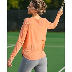 Women's Solid Colored Athletic Shirt Golf Polo Shirt Tank Top Tennis Shirt Long Sleeve Sporty Loose Fit Elastic Sweat-Wicking Breathable Tennis Golf Running Cr