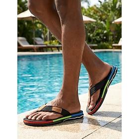 Sorte herresandaler med flip-flop - lette, polstrede strandtøfler til resort og poolside, sommerferie, rejser, afslapning ved poolen og fritidstøj