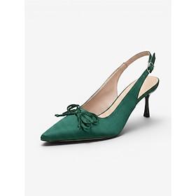 Women's Green Slingback Pumps - Elegant Pointed Toe High Heels for Cocktail Parties and Evening Events