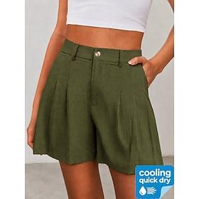 Women's Cooling Quick Dry Burmuda Shorts Elegant Casual Short High Waist Casual Daily Home Black White Military Green Apricot Summer