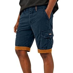 Men's Tactical Cargo Cargo Shorts Shorts Casual Shorts Pocket Elastic Waist Plain Solid Knee Length Casual Outdoor Streetwear Fashion Streetwear Navy Blue Ligh