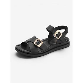 Women's Black Comfort Crisscross Flat Sandals with Arch Support - Lightweight All-Day Comfort Adjustable Width Strap Slingback Sandals with Non-Slip Sole for W